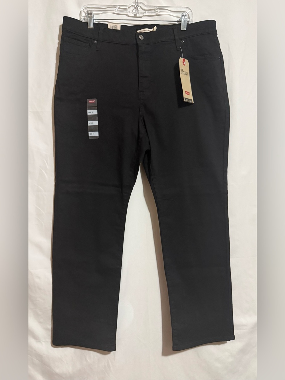 Levi's Women's Plus High-Rise Straight Black Dark Wash Denim Stretch 18W